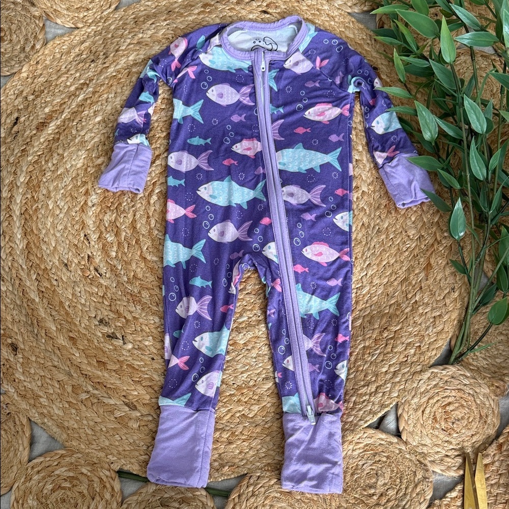 Saltwater dishes Purple Bamboo Footies. 0-3mo